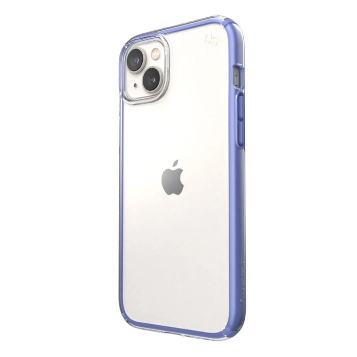 Speck Presidio Perfect-Clear Impact Geometry MICROBAN Apple iPhone 14 Plus / 15 Plus (Clear / Grounded Purple)