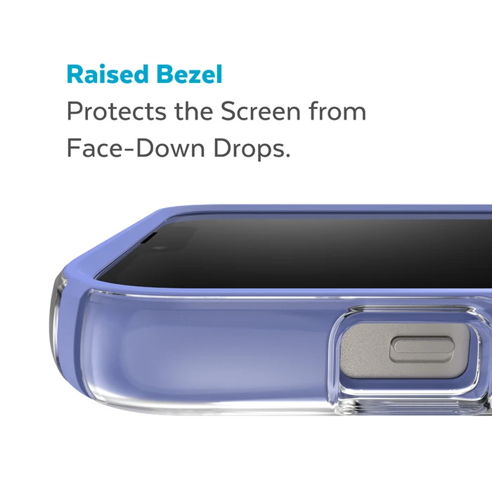 Speck Presidio Perfect-Clear Impact Geometry MICROBAN Apple iPhone 14 Plus / 15 Plus (Clear / Grounded Purple)