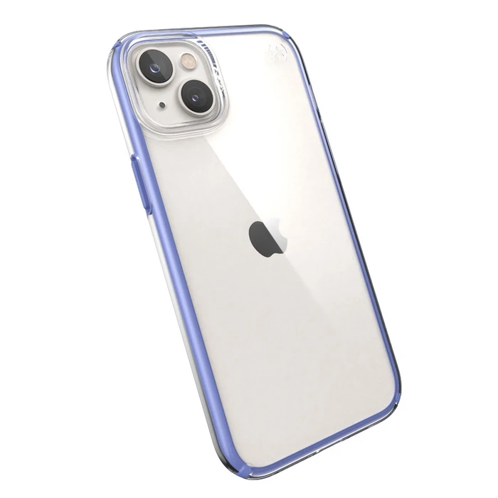 Speck Presidio Perfect-Clear Impact Geometry MICROBAN Apple iPhone 14 Plus / 15 Plus (Clear / Grounded Purple)