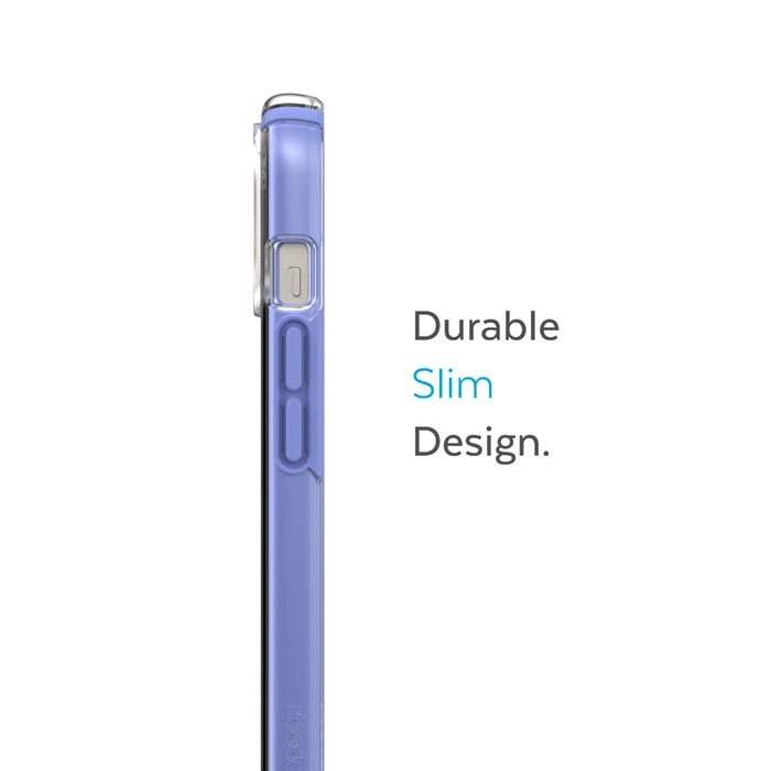 Speck Presidio Perfect-Clear Impact Geometry MICROBAN Apple iPhone 14 Plus / 15 Plus (Clear / Grounded Purple)