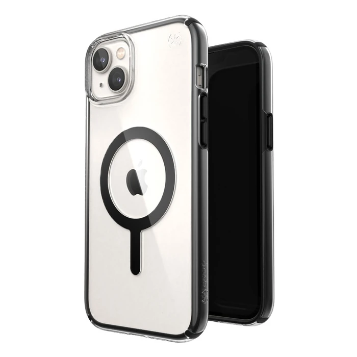 Speck Presidio Perfect-Clear Impact Geometry MagSafe MICROBAN Apple iPhone 14 Plus / 15 Plus (Clear / Black)