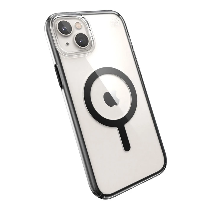 Speck Presidio Perfect-Clear Impact Geometry MagSafe MICROBAN Apple iPhone 14 Plus / 15 Plus (Clear / Black)