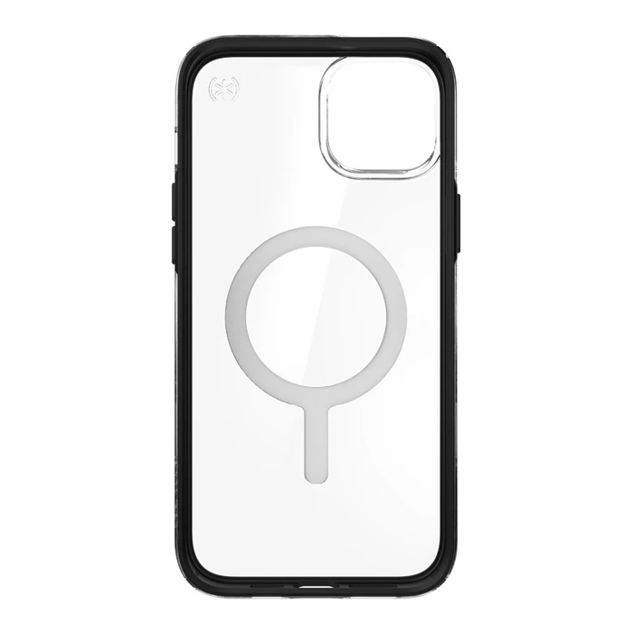 Speck Presidio Perfect-Clear Impact Geometry MagSafe MICROBAN Apple iPhone 14 Plus / 15 Plus (Clear / Black)