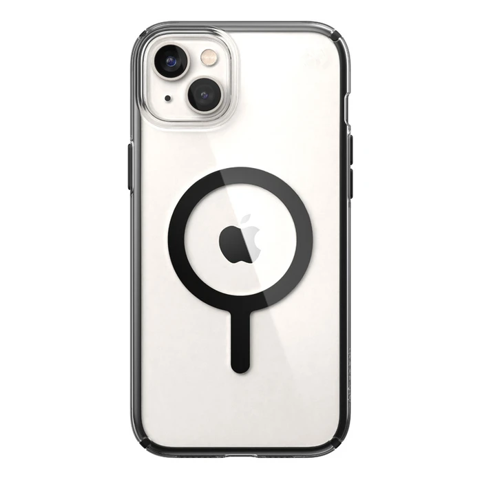 Speck Presidio Perfect-Clear Impact Geometry MagSafe MICROBAN Apple iPhone 14 Plus / 15 Plus (Clear / Black)