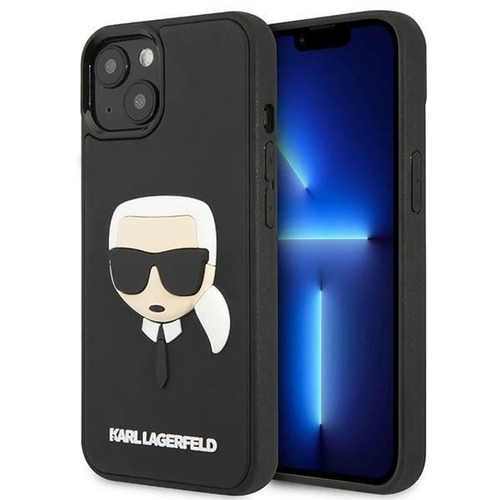 Karl Lagerfeld KLHCP14MKH3DBK Apple iPhone 14 Plus / 15 Plus black hardcase 3D Rubber Karl`s Head