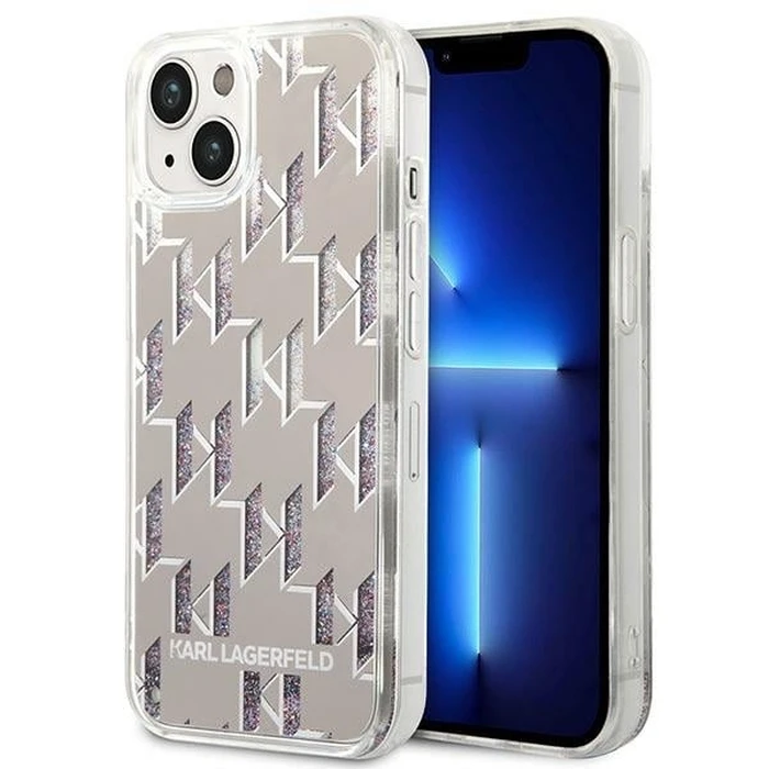 Karl Lagerfeld KLHCP14MLMNMS Apple iPhone 14 Plus / 15 Plus hardcase silver Liquid Glitter Monogram