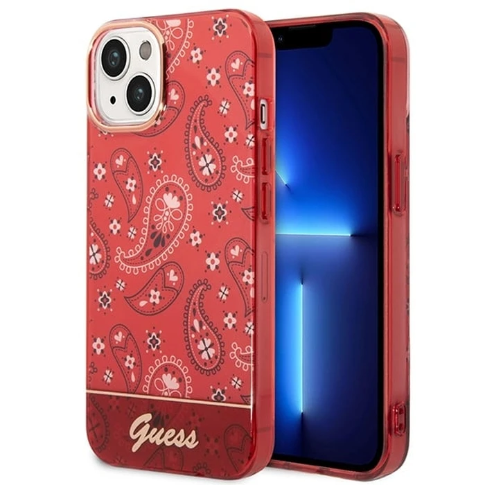 Guess GUHCP14MHGBNHR Apple iPhone 14 Plus / 15 Plus red hardcase Bandana Paisley