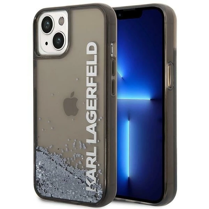 Karl Lagerfeld KLHCP14SLCKVK Apple iPhone 14 black hardcase Liquid Glitter Elong