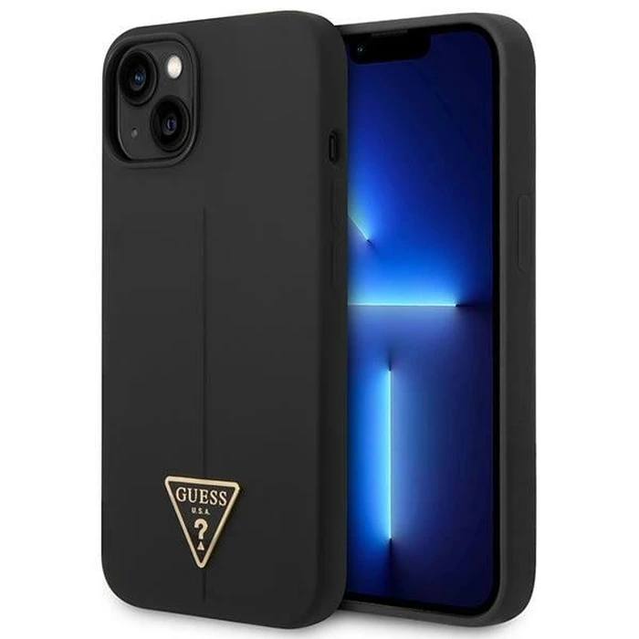 Guess GUHCP14MSLTGK Apple iPhone 14 Plus / 15 Plus black hardcase Silicone Triangle