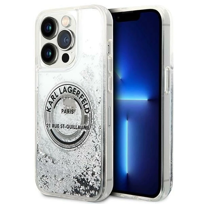 Karl Lagerfeld KLHCP14XLCRSGRS Apple iPhone 14 Pro Max silver hardcase Liquid Glitter RSG