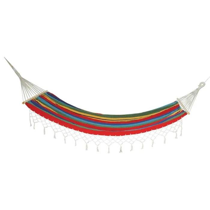 Single Cotton Hammock with Wood and Tassels 200 x 100 cm - Velco