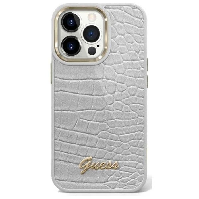 Guess GUHCP14MHGCRHS Apple iPhone 14 Plus / 15 Plus silver hardcase Croco Collection