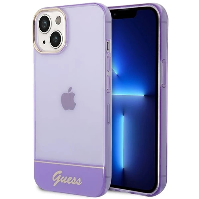 Guess GUHCP14SHGCOU Apple iPhone 14 purple hardcase Translucent