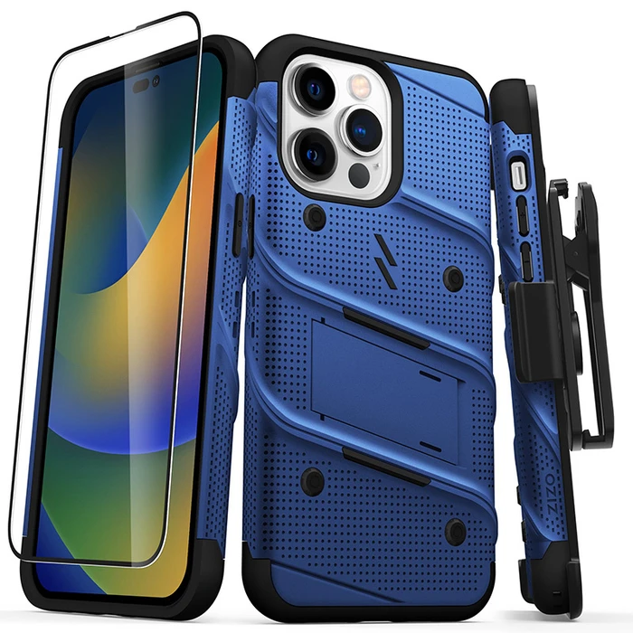 ZIZO BOLT Series Apple iPhone iPhone 14 Pro Max with tempered glass (Blue)