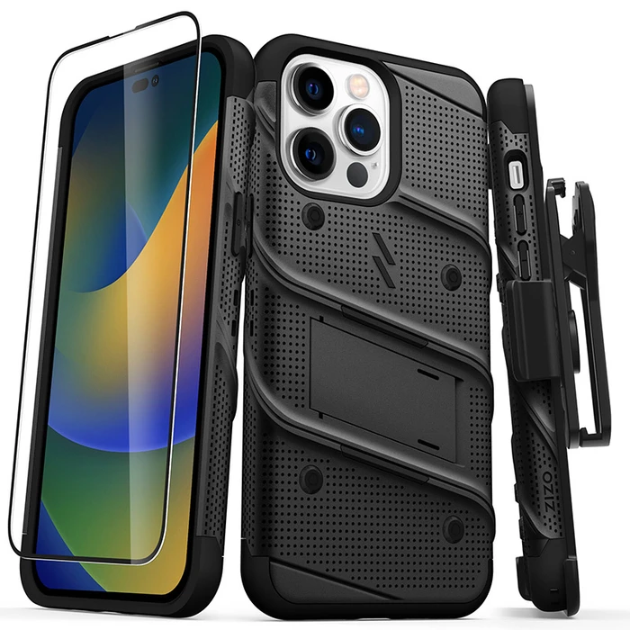 ZIZO BOLT Series Apple iPhone iPhone 14 Pro Max with tempered glass (Black)