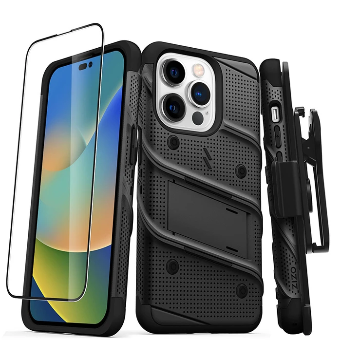 ZIZO BOLT Series Apple iPhone 14 Pro with tempered glass (Black)