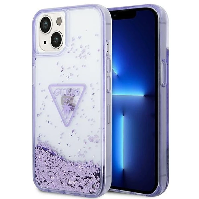 Guess GUHCP14MLFCTPU Apple iPhone 14 Plus / 15 Plus purple hardcase Liquid Glitter Palm Collection