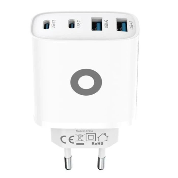 Mobile Origin Φορτιστής Χωρίς Καλώδιο GaN με 2 Θύρες USB-A και 2 Θύρες USB-C 40W Power Delivery Λευκός (MO-40WCH-PW22)