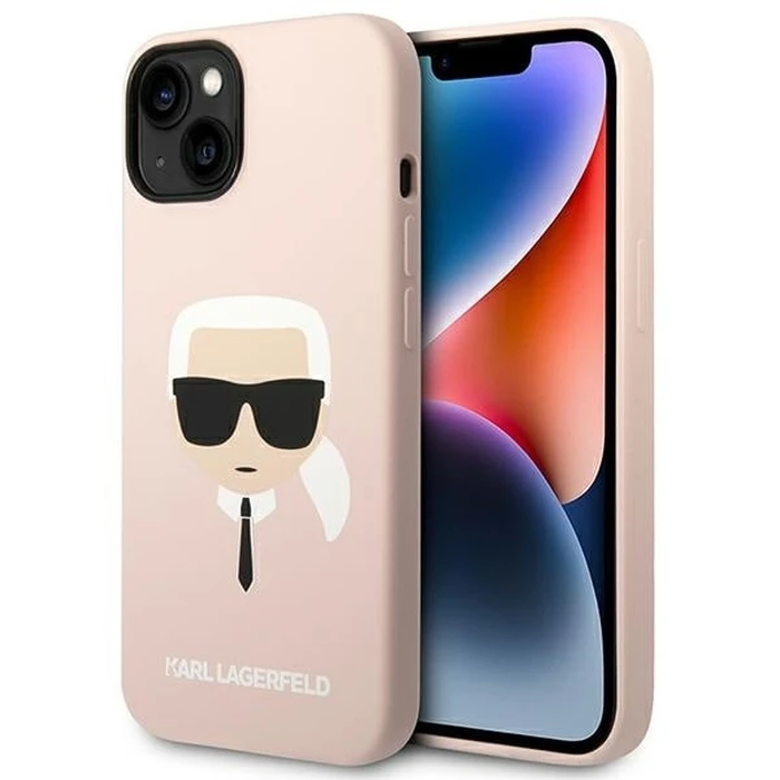 Karl Lagerfeld KLHMP14MSLKHLP Apple iPhone 14 Plus / 15 Plus hardcase light pink Silicone Karl`s Head Magsafe