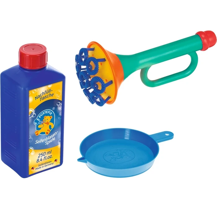 PUSTEFIX Multi-Bubble Trumpet for ages 4+ (Transparent Designs) - Model 869-555