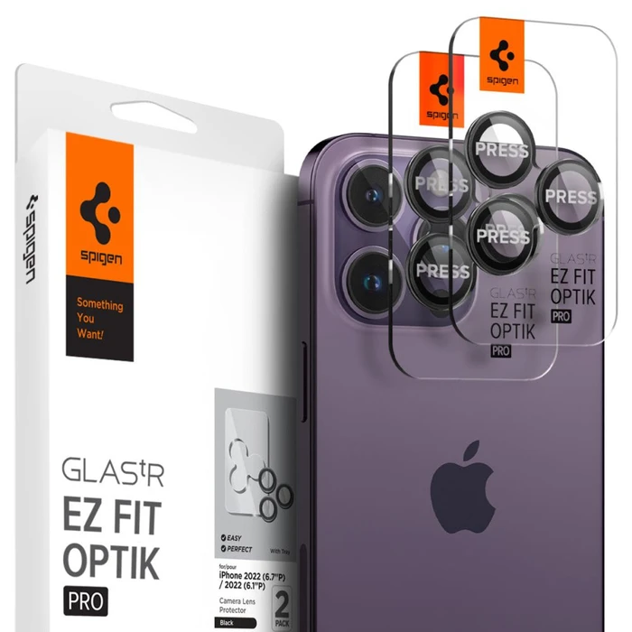 Spigen Optik.tr ez Fit Camera Protector Apple iPhone 14 Pro / 14 Pro Max / 15 Pro / 15 Pro Max / 16 Pro / 16 Pro Max / 17 Pro / 17 Pro Max Black [2 PACK]