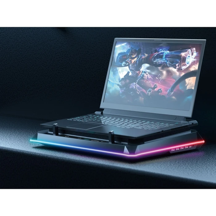 Conceptronic THYIA04B Cooling Pad for laptops up to 19" — 1 fan, illuminated, Silver