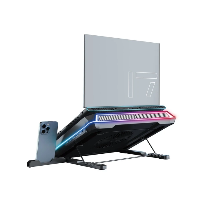 Conceptronic THYIA03B Ψύκτρα (Cooling Pad) για Laptop έως 19'' με 1 Ανεμιστήρα και USB Hub - Ασημί