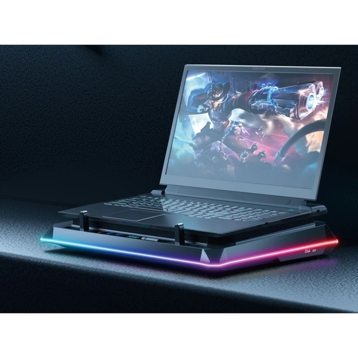 Conceptronic THYIA03B Ψύκτρα (Cooling Pad) για Laptop έως 19'' με 1 Ανεμιστήρα και USB Hub - Ασημί