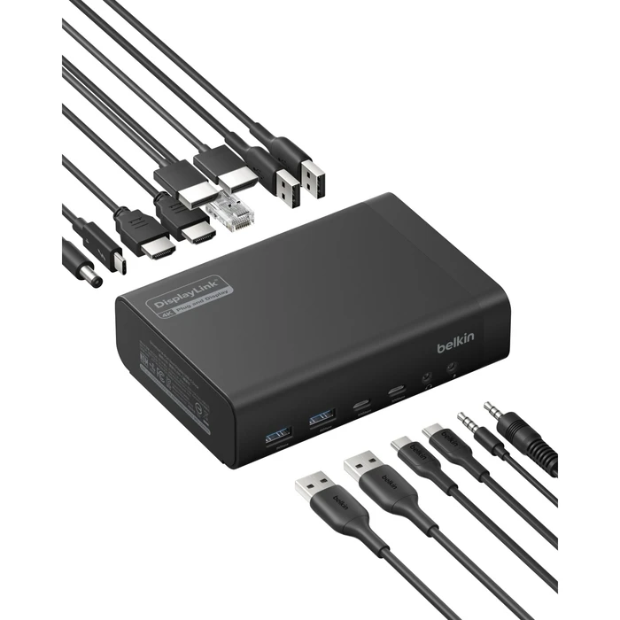 Belkin Connect 14‑in‑1 140W Dual Display Dock — USB‑C Docking Station με HDMI/DisplayPort 4K, Power Delivery, Ethernet