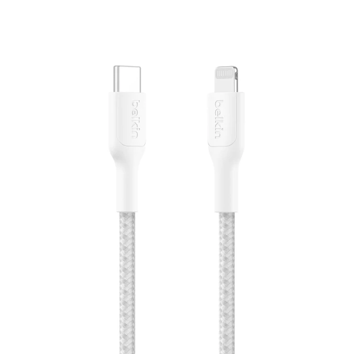 Belkin BoostCharge πλεκτό καλώδιο USB-C σε Lightning 2m (CAA022HQ2MWH) - Λευκό