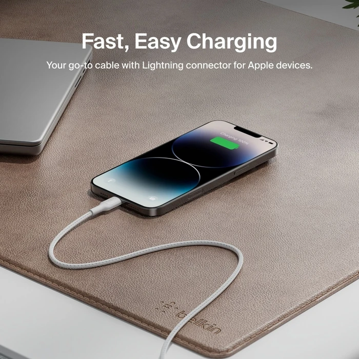 Belkin BoostCharge πλεκτό καλώδιο USB-C σε Lightning 2m (CAA022HQ2MWH) - Λευκό
