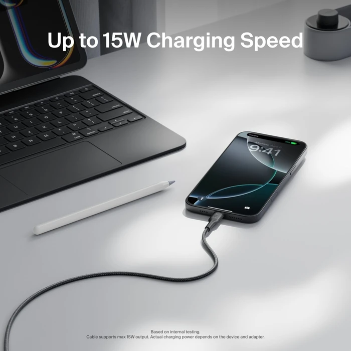 Belkin BOOSTCHARGE Πλεκτό Καλώδιο USB-A σε USB-C 2 μ, Μαύρο (CAB022HQ2MBK)