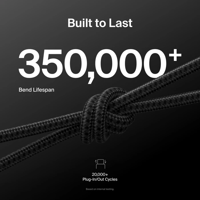 Belkin BOOSTCHARGE Πλεκτό Καλώδιο USB-A σε USB-C 2 μ, Μαύρο (CAB022HQ2MBK)