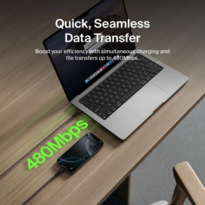 Belkin BOOSTCHARGE USB-C σε USB-C καλώδιο 60W 2 μ. Μαύρο (CAB024HQ2MBK)