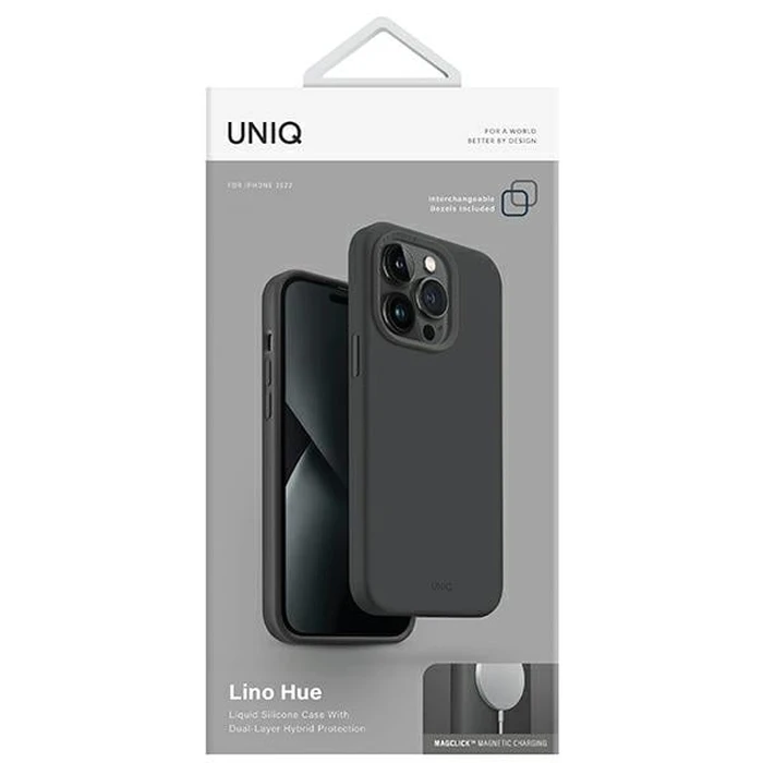 UNIQ Lino Hue Apple iPhone 14 Plus / 15 Plus Magclick Charging charcoal grey