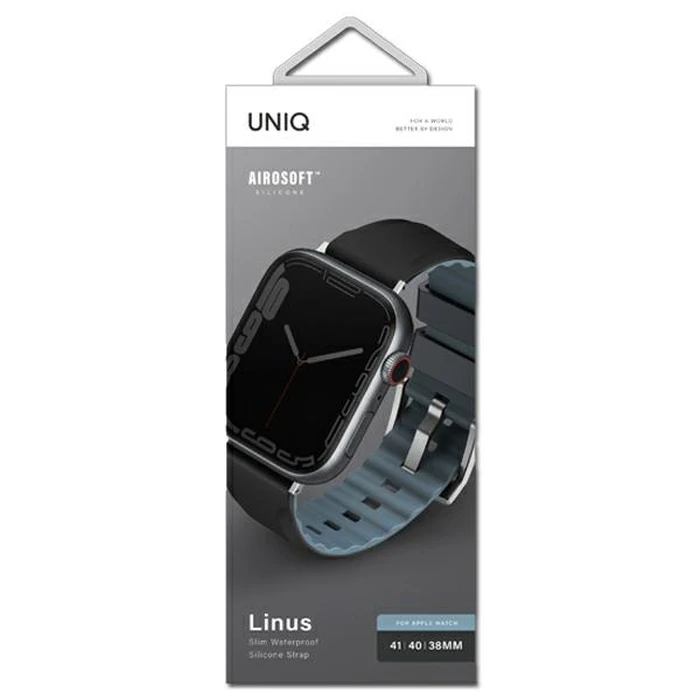 UNIQ Linus strap Apple Watch 4/5/6/7/8/9/SE/10 40/41/42mm Airosoft Silicone black/midnight black