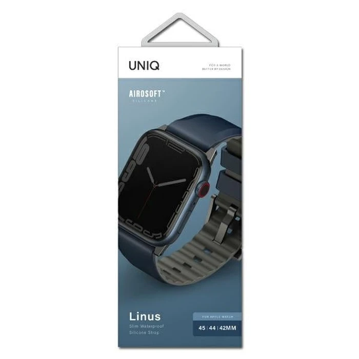 UNIQ Linus strap Apple Watch 4/5/6/7/SE/8/9/Ultra 44/45/49mm Airosoft Silicone blue/nautical blue