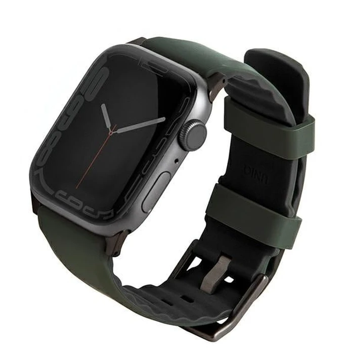 UNIQ Linus strap Apple Watch 4/5/6/7/SE/8/9/Ultra 44/45/49mm Airosoft Silicone green/moss green