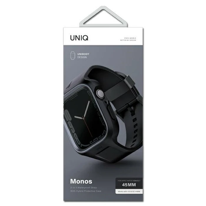 Belt + case UNIQ Monos 2in1 Apple Watch 4/5/6/7/8/9/SE 44/45mm black/midnight black