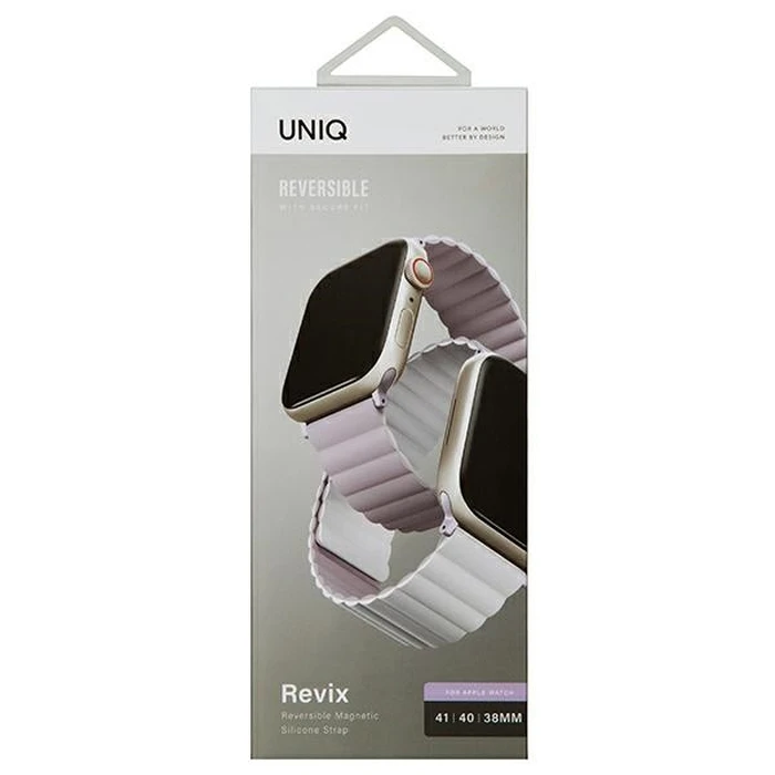 UNIQ Revix strap Apple Watch 4/5/6/7/8/SE/SE2/9/10 40/41/42mm Reversible Magnetic lilac-white/lilac-white