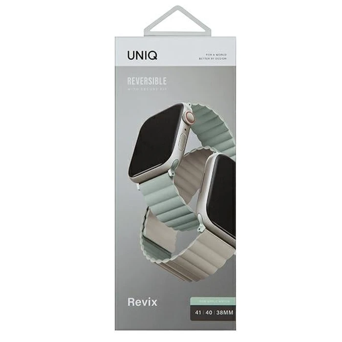 UNIQ Revix strap Apple Watch 4/5/6/7/8/SE/SE2/9/10 40/41/42mm Reversible Magnetic green-beige/sage-beige