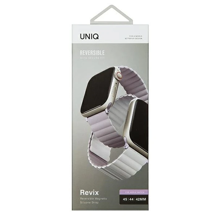 UNIQ Revix strap for Apple Watch 4/5/6/7/SE/8/9/Ultra 44/45/49mm Reversible Magnetic lilac-white