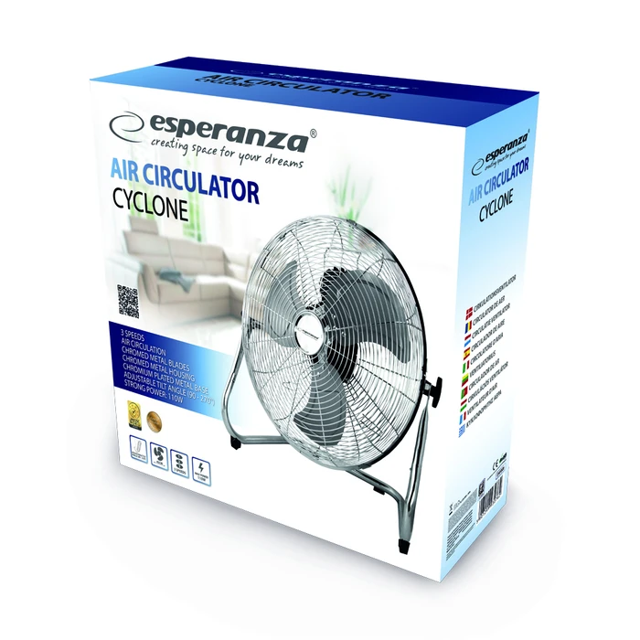 Ανεμιστήρας Δαπέδου ESPERANZA EHF006 FAN CYCLONE 18 '' CYCLONE, Chrome