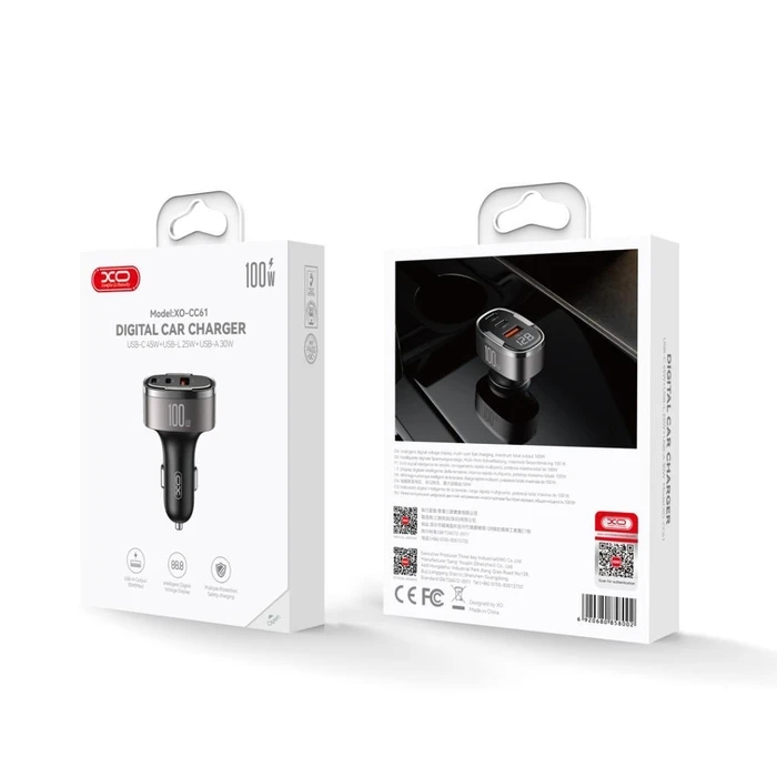 Φορτιστής Αυτοκινήτου Xo Cc61 3 Θύρες 100w Μαύρος