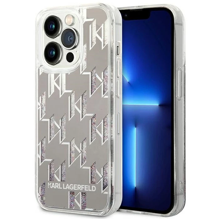 Karl Lagerfeld KLHCP14LLMNMS Apple iPhone 14 Pro hardcase silver Liquid Glitter Monogram