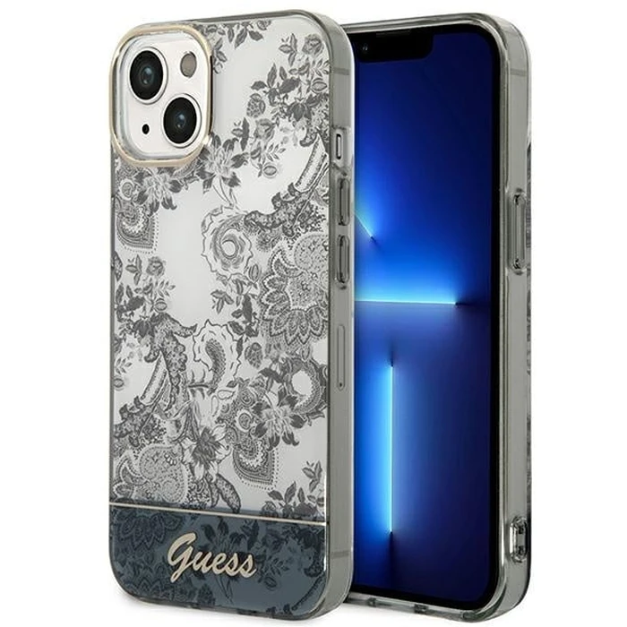Guess GUHCP14MHGPLHG Apple iPhone 14 Plus / 15 Plus grey hardcase Porcelain Collection