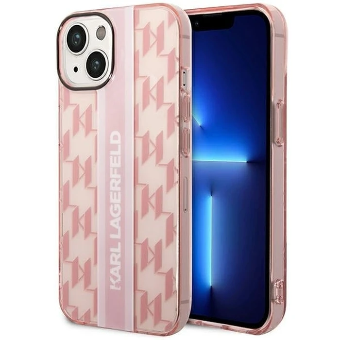 Karl Lagerfeld KLHCP14MHKLSPCP Apple iPhone 14 Plus / 15 Plus hardcase pink Mono Vertical Stripe