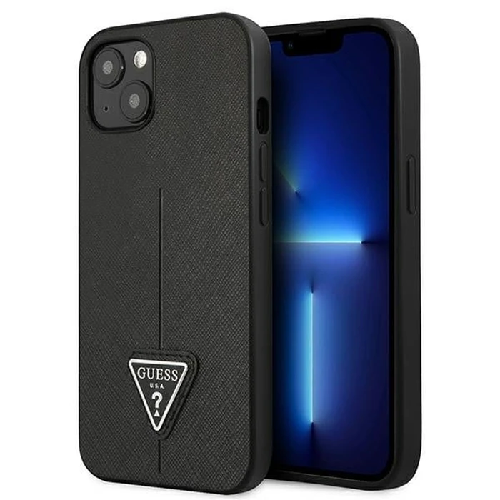 Guess GUHCP14MPSATLK Apple iPhone 14 Plus / 15 Plus black hardcase SaffianoTriangle Logo