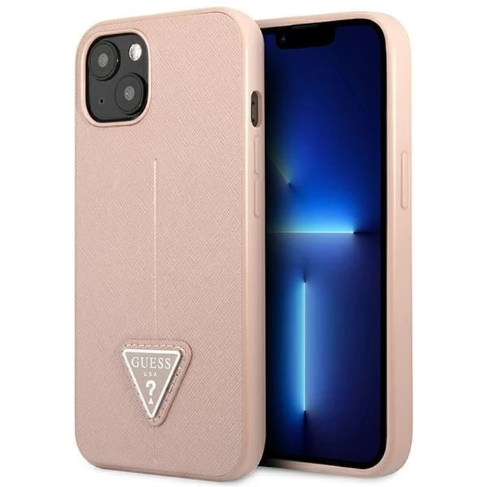 Guess GUHCP14MPSATLP Apple iPhone 14 Plus / 15 Plus pink hardcase SaffianoTriangle Logo