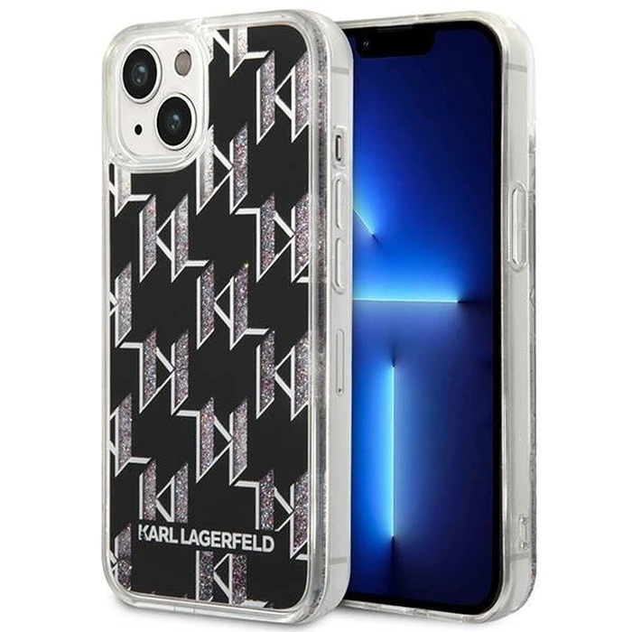 Karl Lagerfeld KLHCP14MLMNMK Apple iPhone 14 Plus / 15 Plus hardcase black Liquid Glitter Monogram